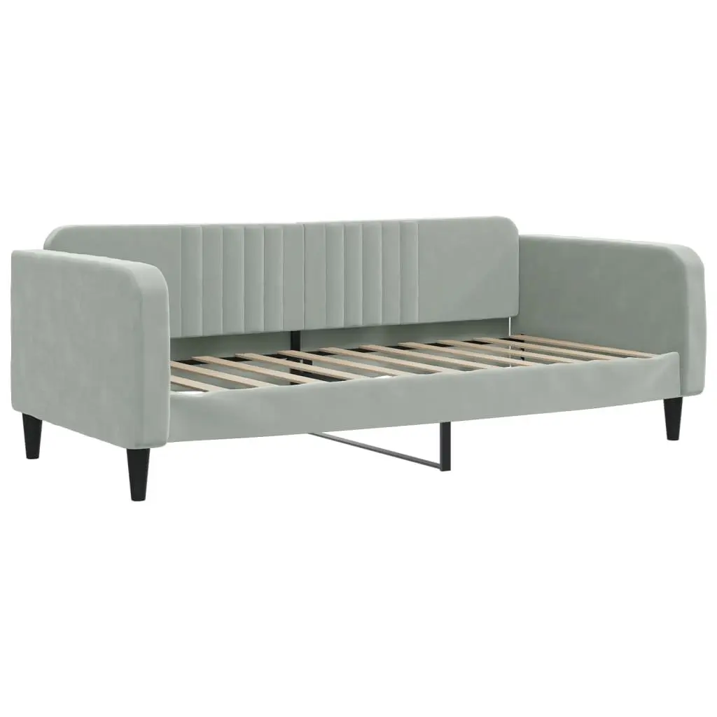 Daybed Frame with Trundle Wood Metal Velvet 90x190 cm Grey Modern