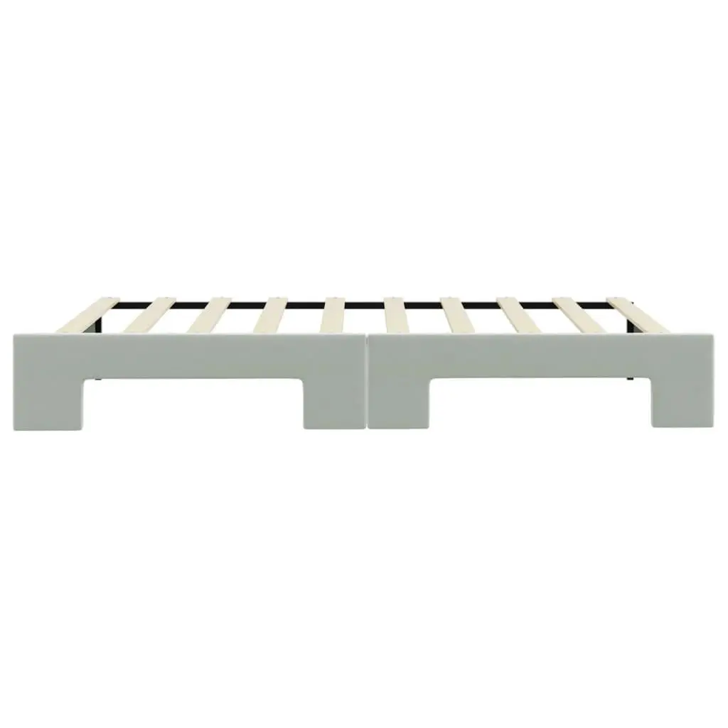 Daybed Frame with Trundle Wood Metal Velvet 90x190 cm Grey Modern