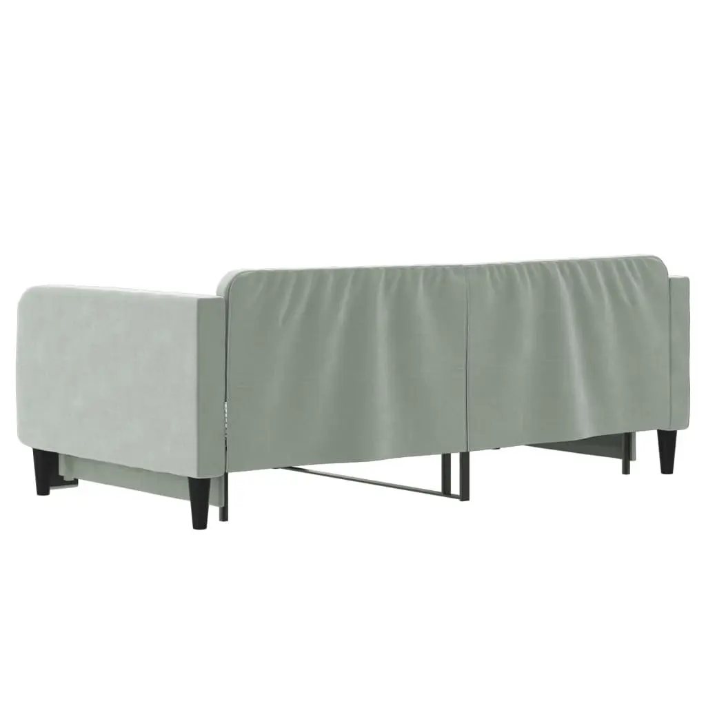 Daybed Frame with Trundle Wood Metal Velvet 90x190 cm Grey Modern
