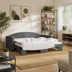 Versatile Grey Daybed with Trundle - Ideal for Your Home