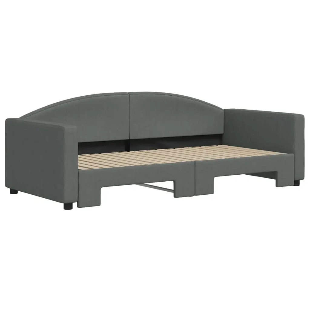 Daybed with Trundle Wood and Metal Frame 90x190 cm Grey
