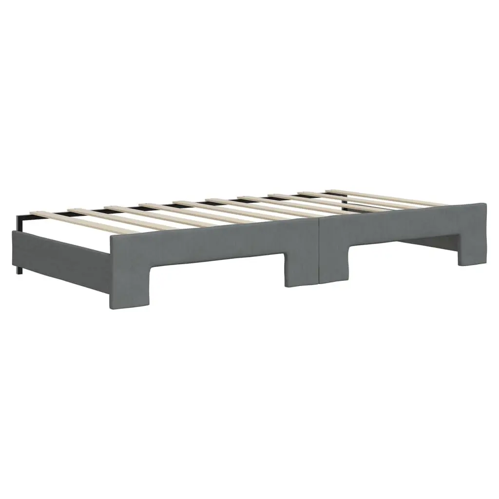 Daybed with Trundle Wood and Metal Frame 90x190 cm Grey