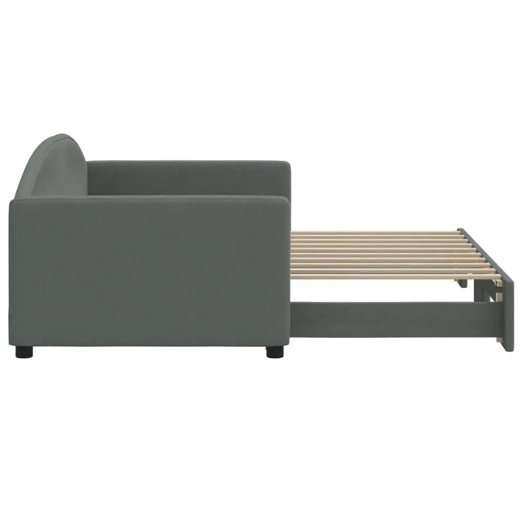 Daybed with Trundle Wood and Metal Frame 90x190 cm Grey