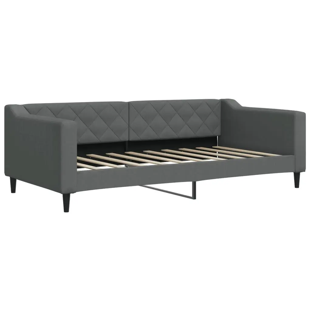 Daybed with Trundle Sofa Bed Grey 90x190cm Modern Design Wood Metal Frame