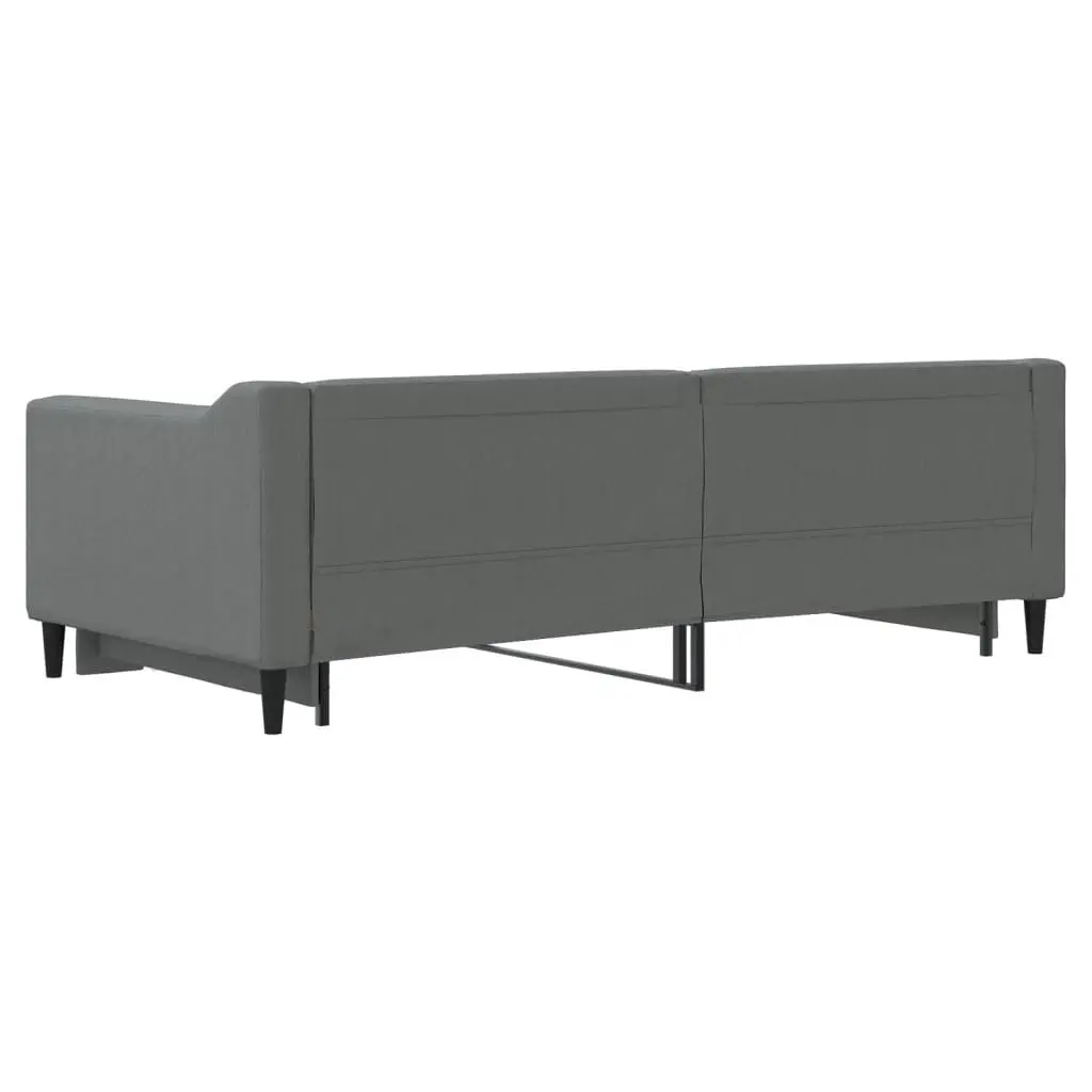 Daybed with Trundle Sofa Bed Grey 90x190cm Modern Design Wood Metal Frame