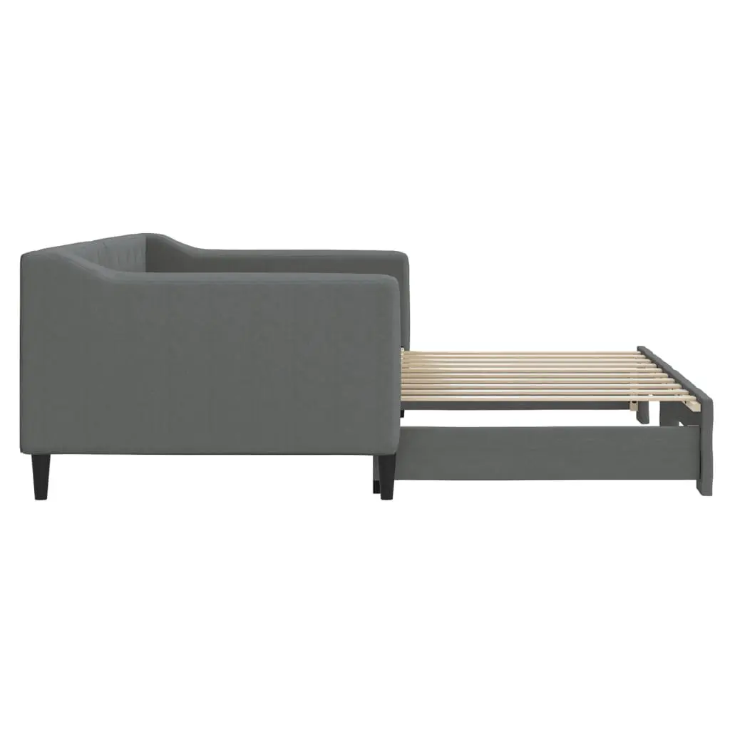 Daybed with Trundle Sofa Bed Grey 90x190cm Modern Design Wood Metal Frame