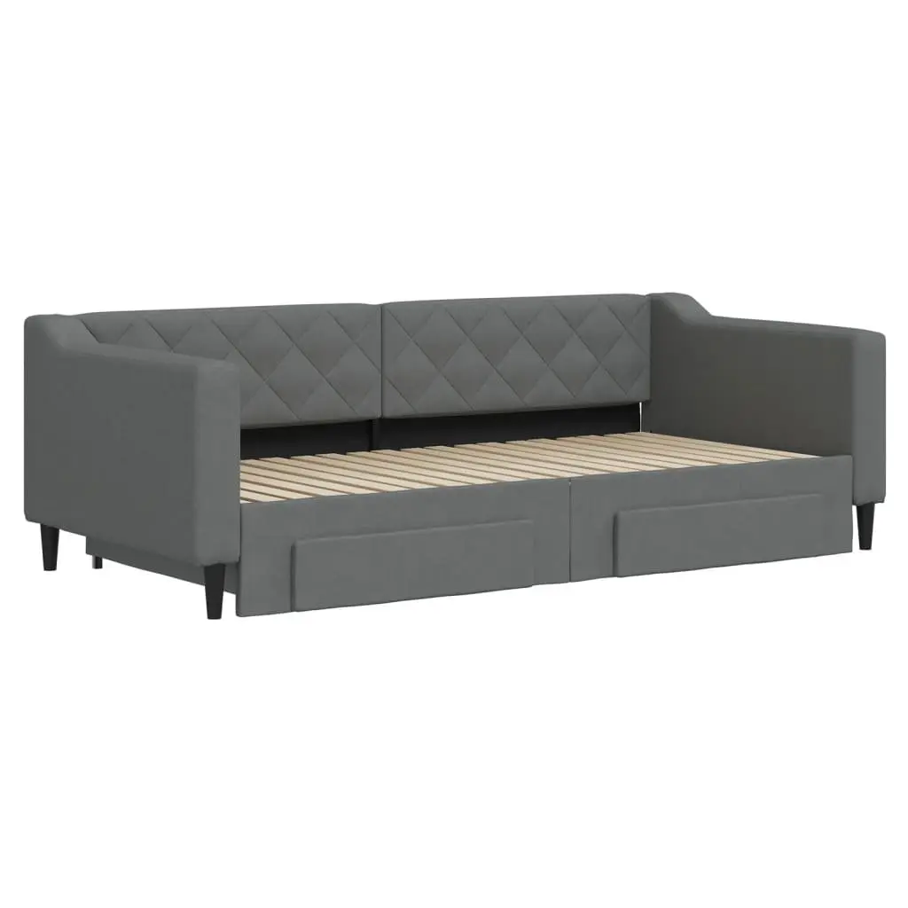 Daybed Sofa Bed with Trundle Wood and Metal Frame 90x190 cm Grey