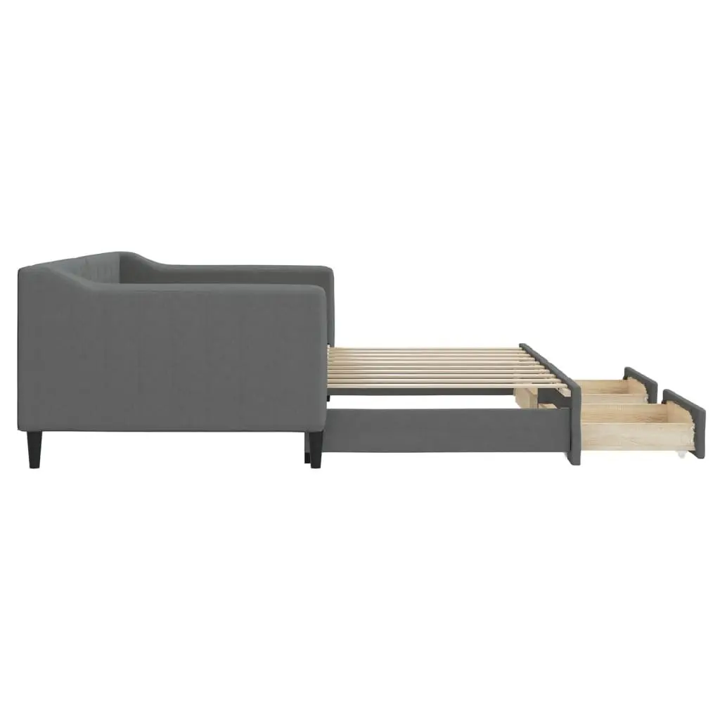 Daybed Sofa Bed with Trundle Wood and Metal Frame 90x190 cm Grey