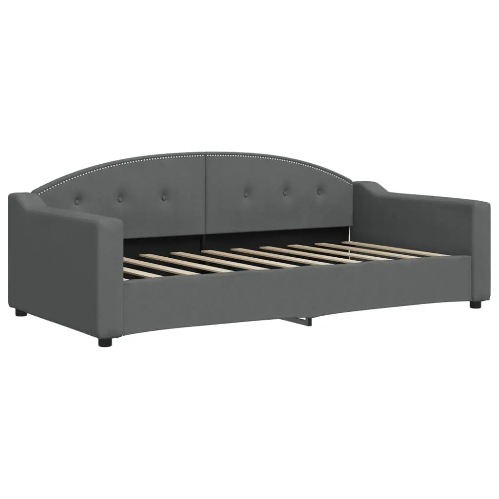 Daybed with Trundle Fabric Upholstery Wood and Metal Frame 90x190 cm Grey
