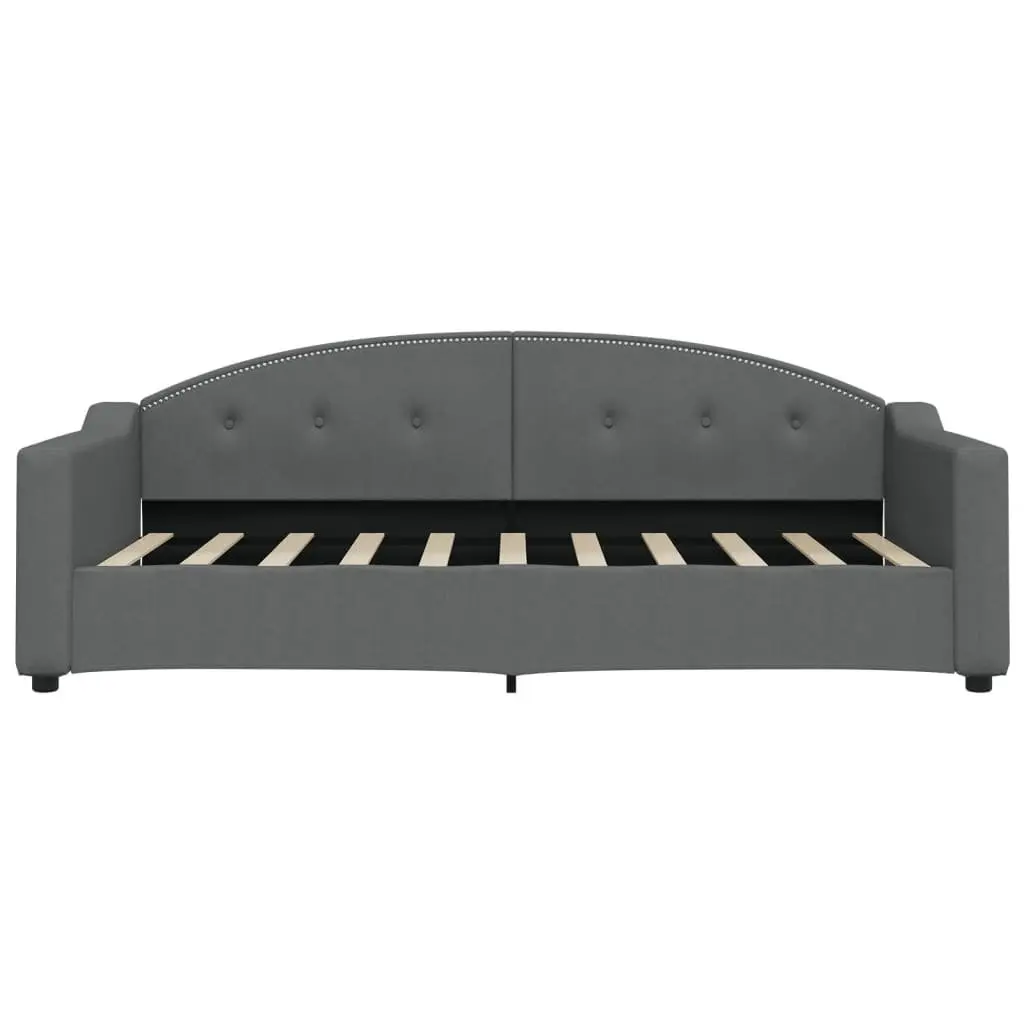 Daybed with Trundle Fabric Upholstery Wood and Metal Frame 90x190 cm Grey