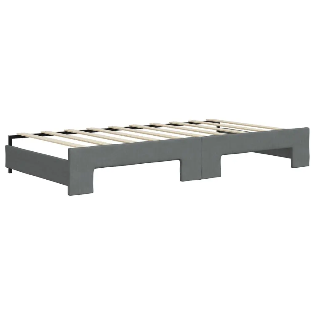 Daybed with Trundle Fabric Upholstery Wood and Metal Frame 90x190 cm Grey