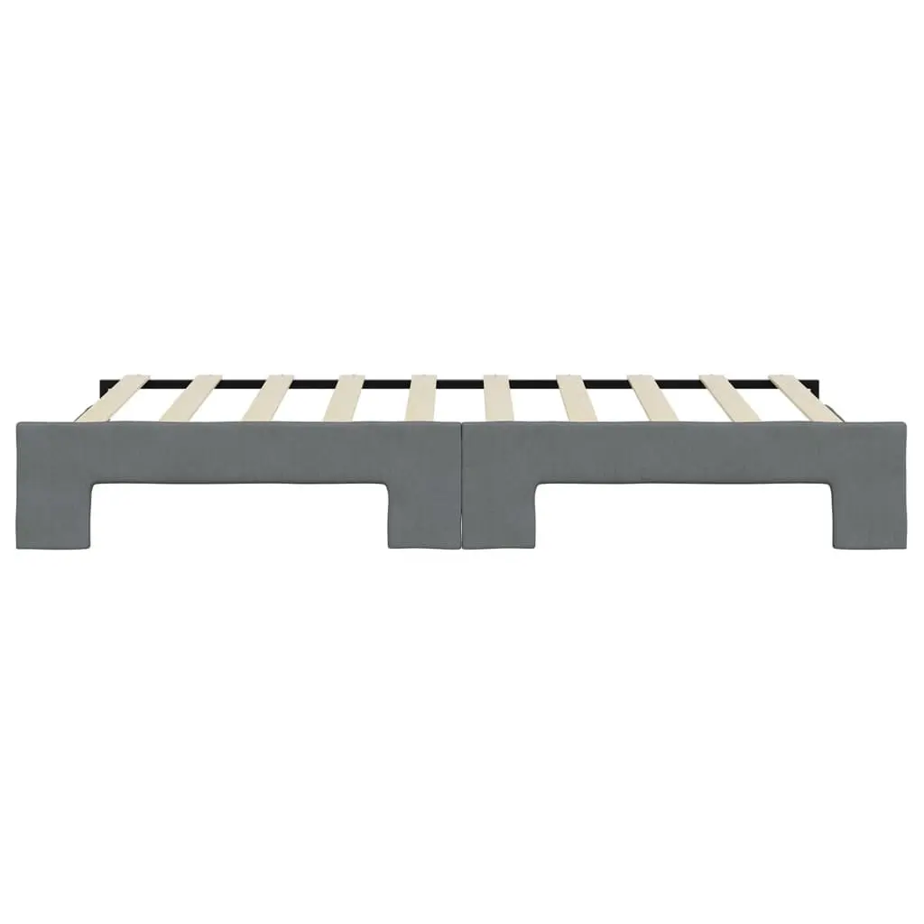 Daybed with Trundle Fabric Upholstery Wood and Metal Frame 90x190 cm Grey