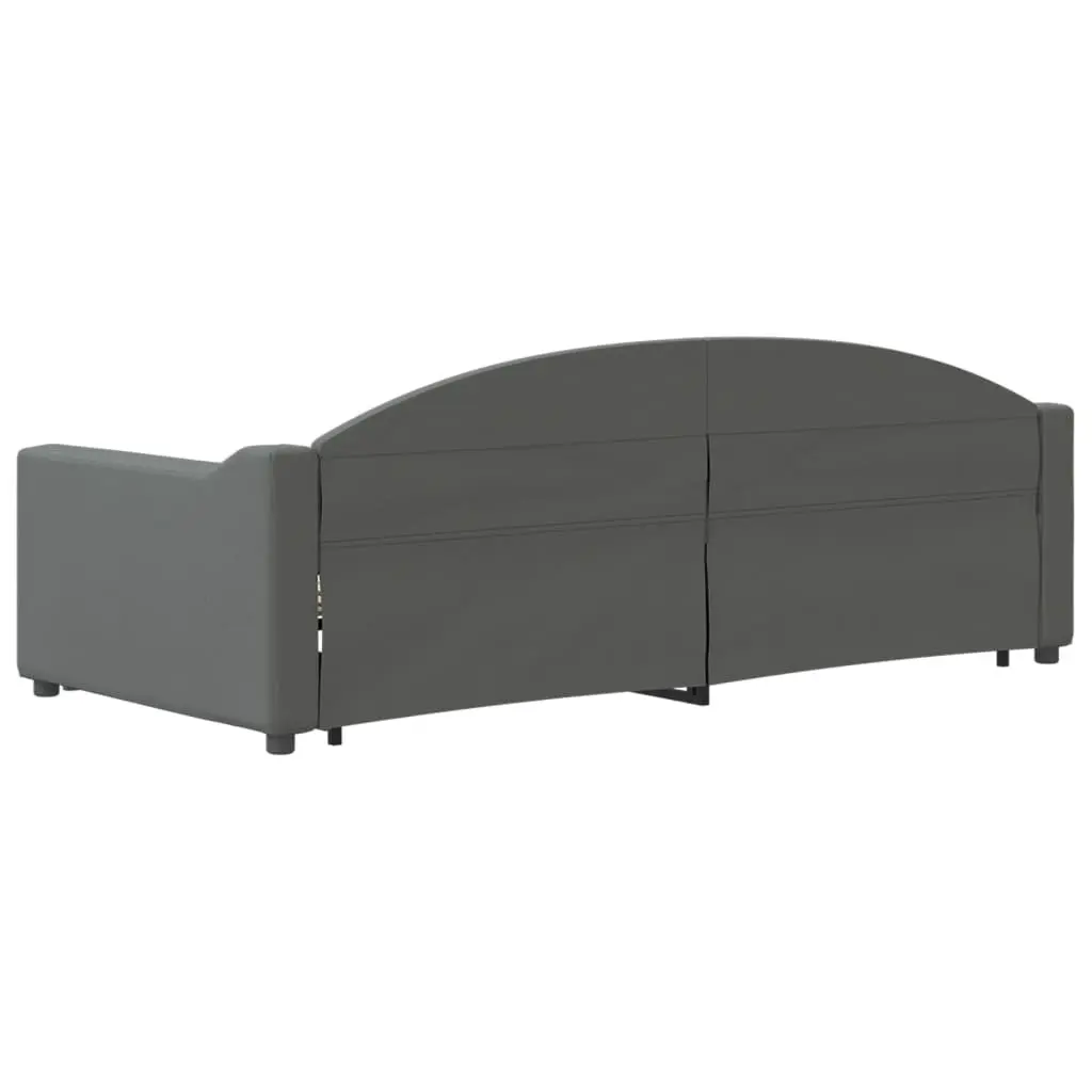 Daybed with Trundle Fabric Upholstery Wood and Metal Frame 90x190 cm Grey