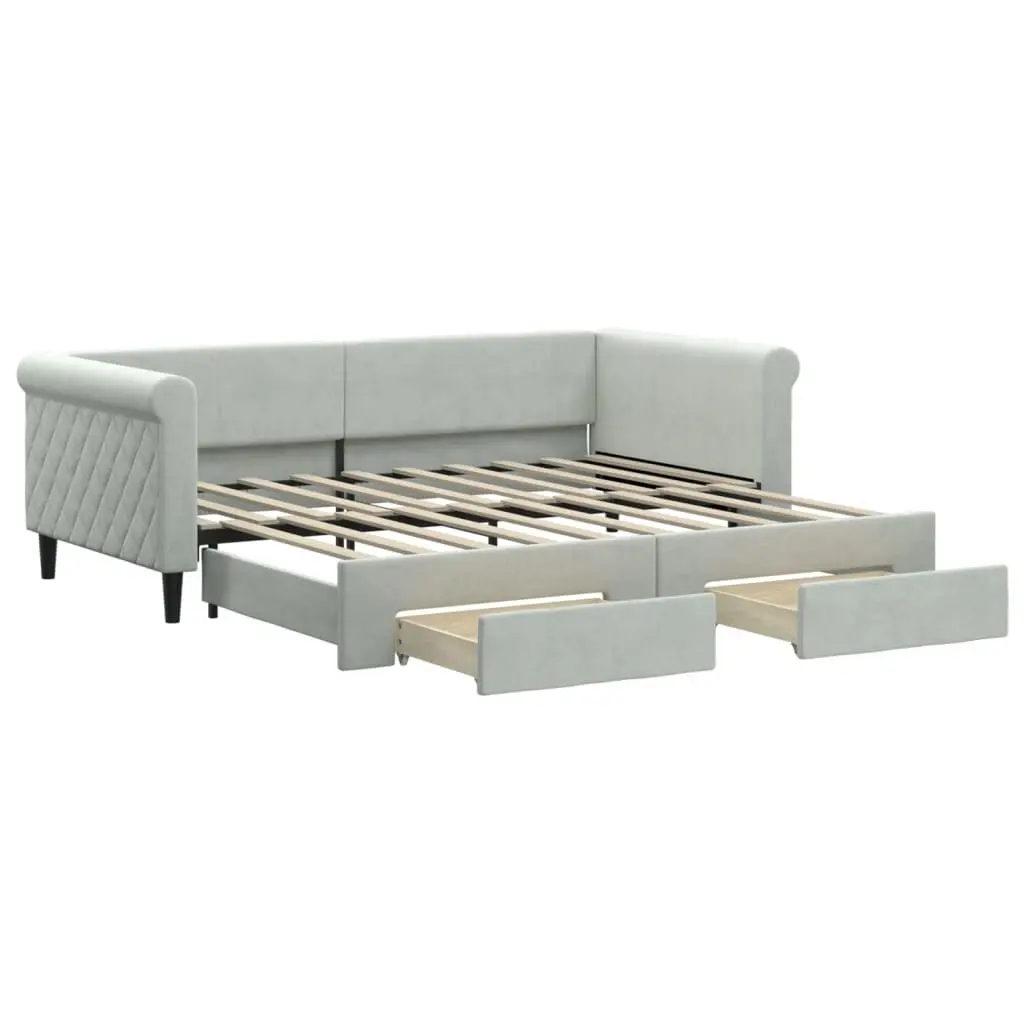 Grey Daybed with Trundle and Storage Drawers