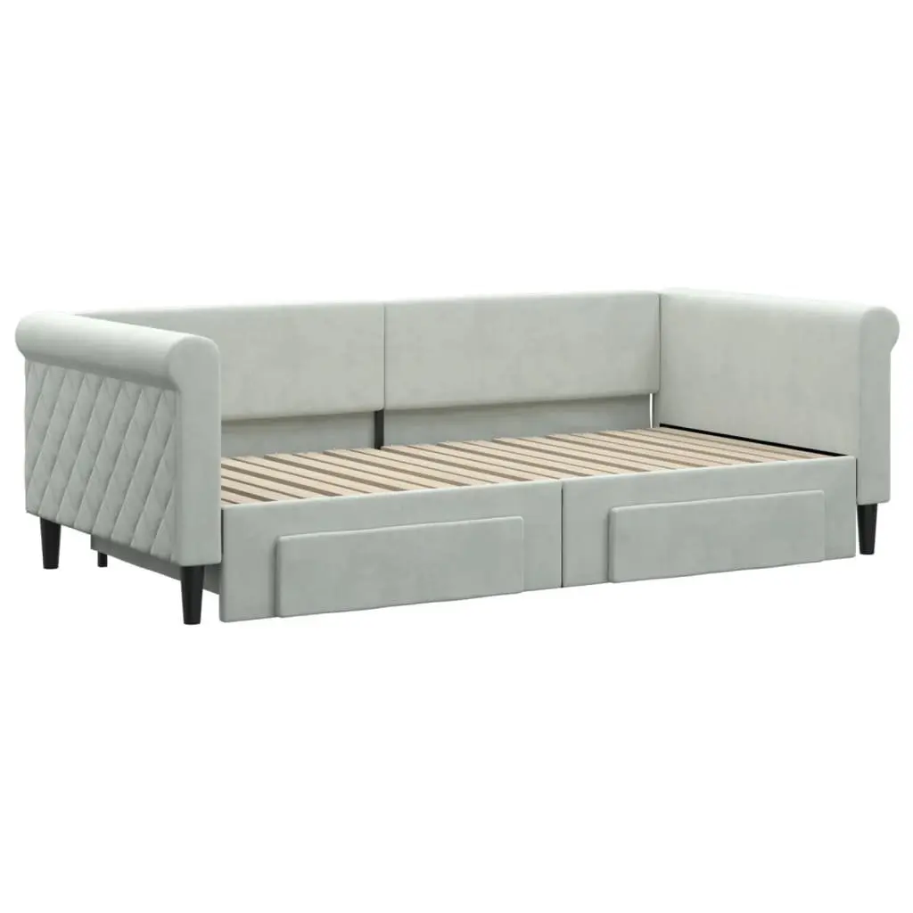 Grey Daybed with Trundle and Storage Drawers