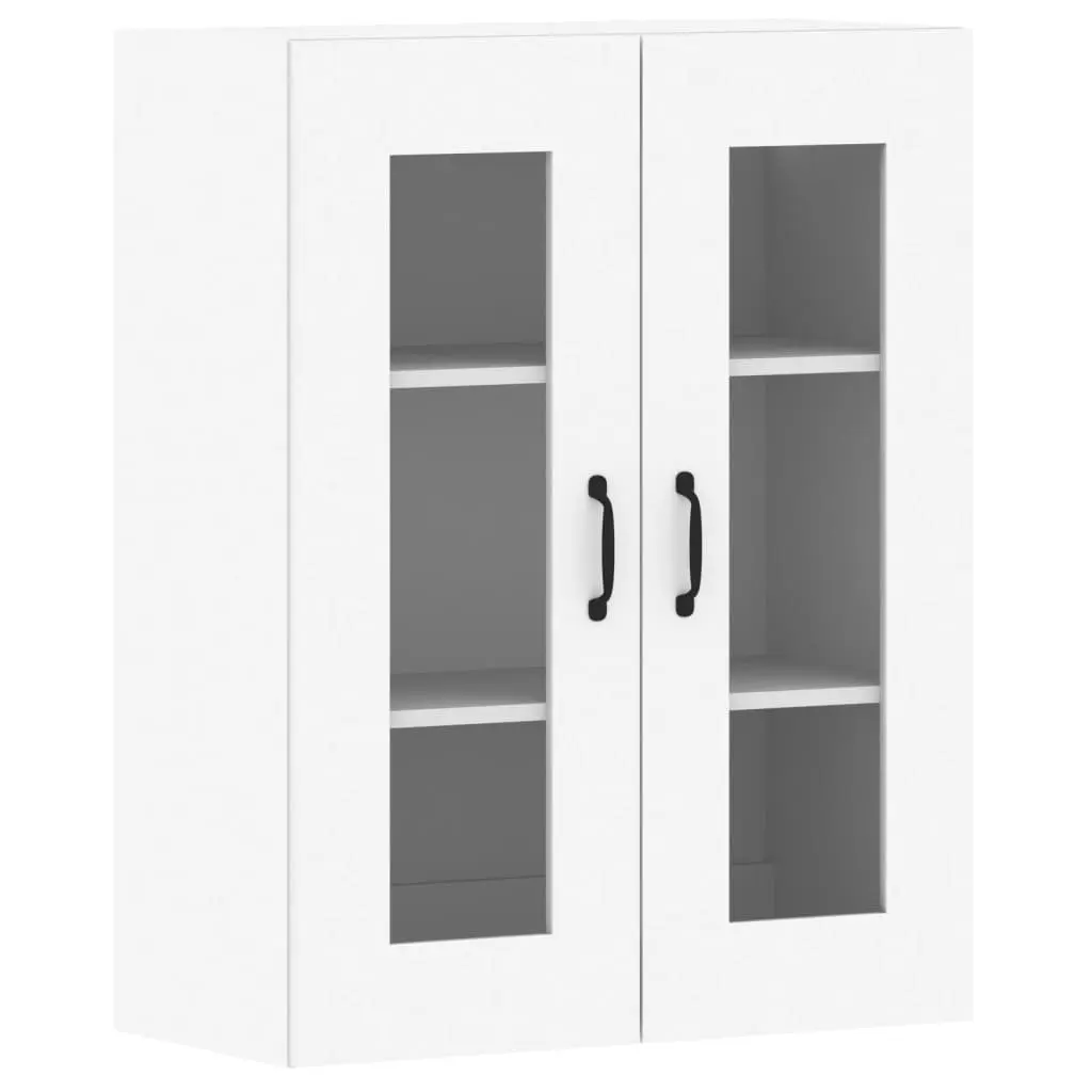Wall Mounted Storage Cabinets 2 pcs White Glass Door Organiser Hanging