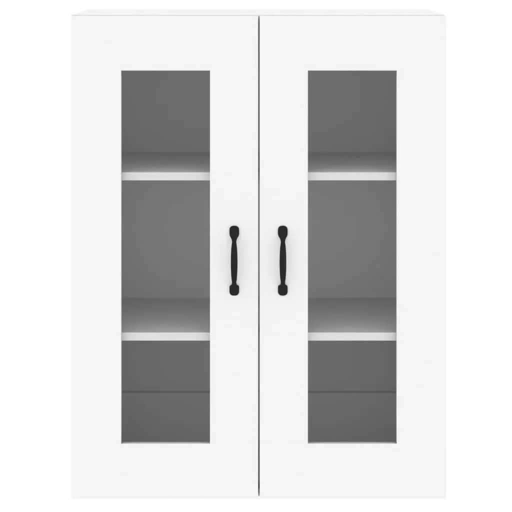 Wall Mounted Storage Cabinets 2 pcs White Glass Door Organiser Hanging