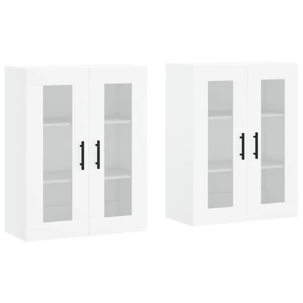 Wall Storage Cabinets Engineered Wood White 2 Piece Glass Door Organiser