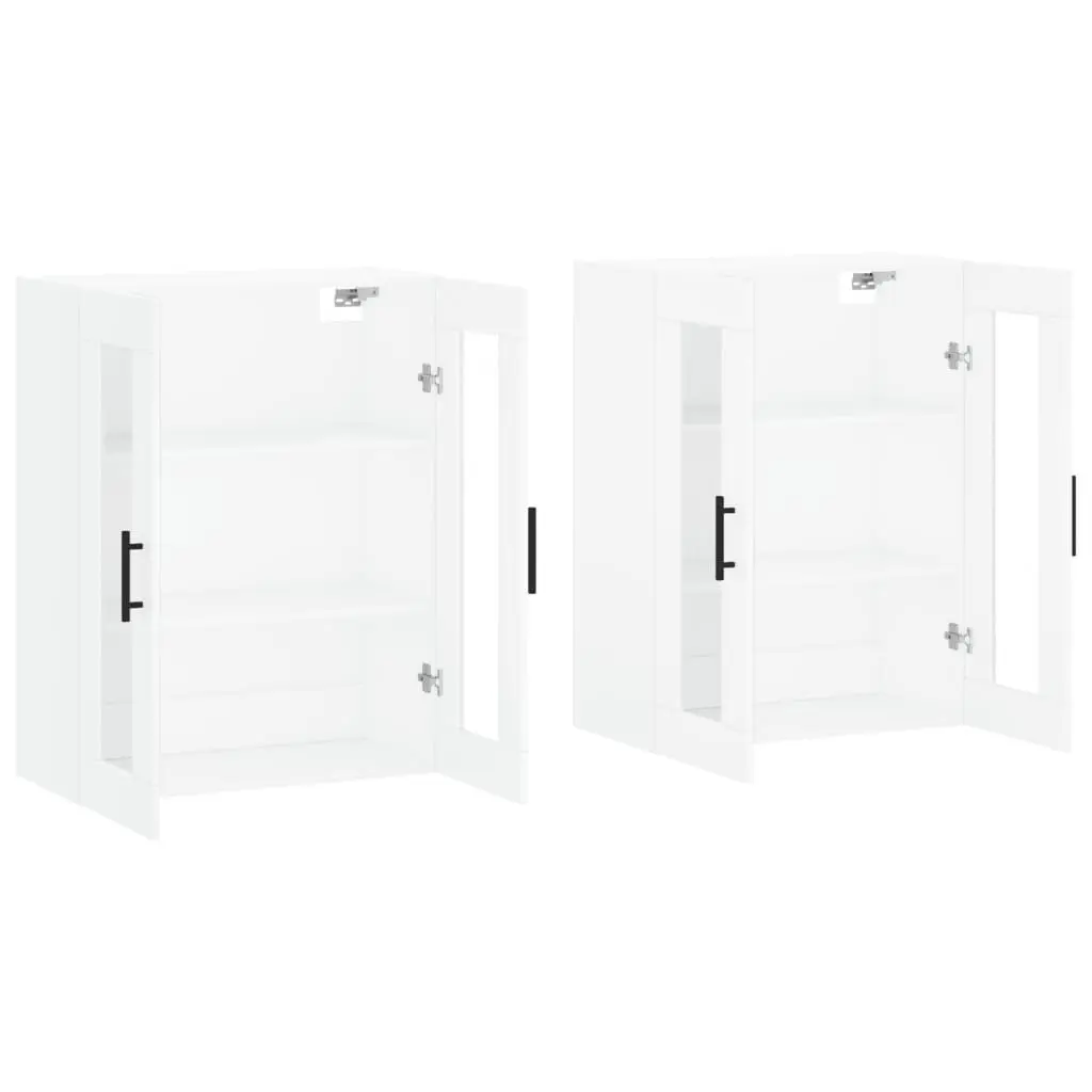 Wall Storage Cabinets Engineered Wood White 2 Piece Glass Door Organiser