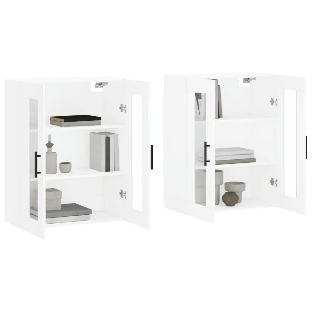 Wall Storage Cabinets Engineered Wood White 2 Piece Glass Door Organiser