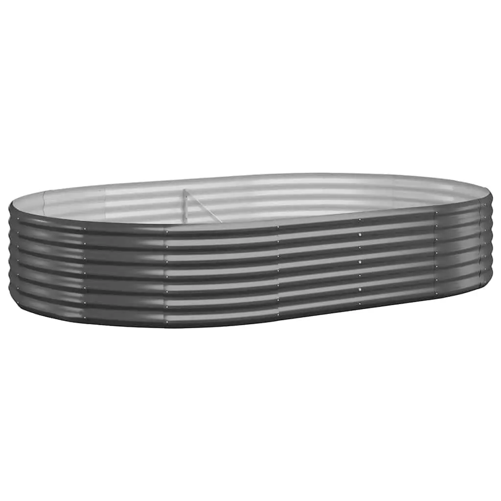 Raised Garden Bed Outdoor Planter Anthracite Galvanised Steel 214x140x36cm for Vegetables Herbs Flowers