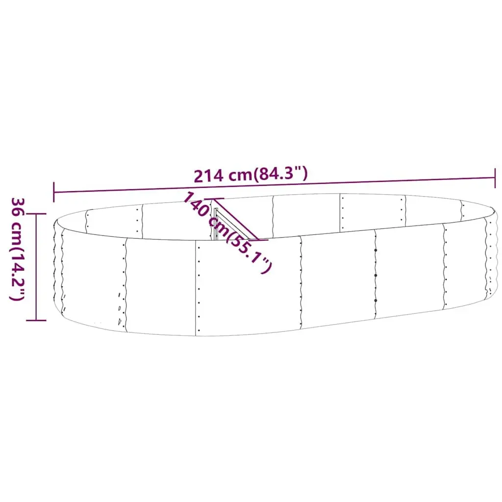 Raised Garden Bed Outdoor Planter Anthracite Galvanised Steel 214x140x36cm for Vegetables Herbs Flowers