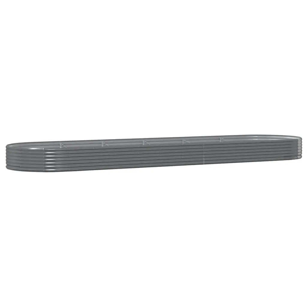 Raised Bed Planter Galvanised Steel Frame Grey 523x140x36cm Outdoor Vegetable Herb Flower