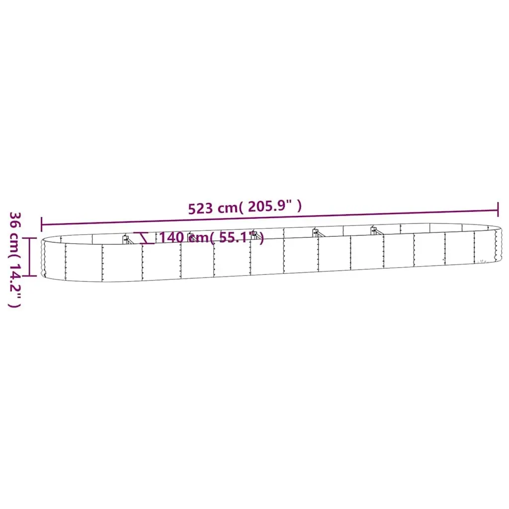 Raised Bed Planter Galvanised Steel Frame Grey 523x140x36cm Outdoor Vegetable Herb Flower