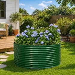 Garden Raised Bed Planter Box 140x140x68cm Galvanised Steel Outdoor Flower