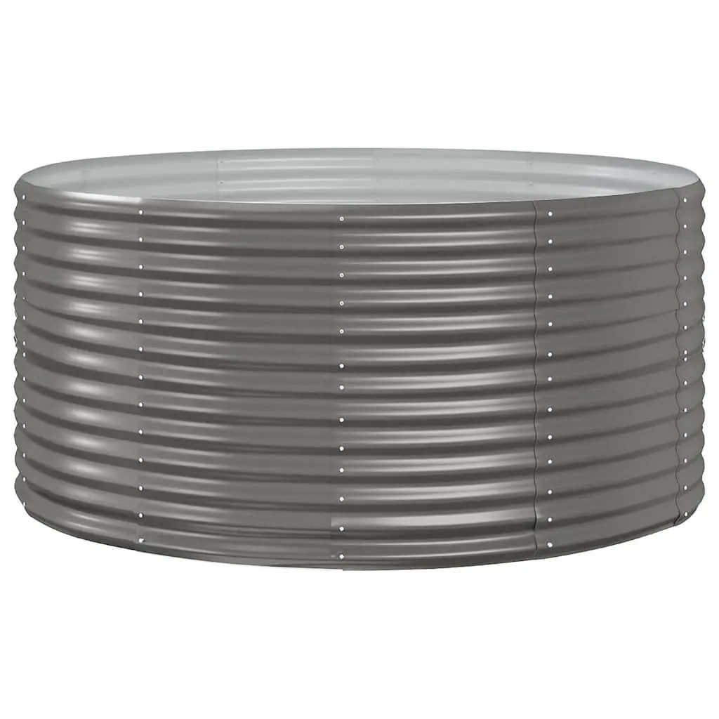 Raised Garden Bed Galvanised Steel 140x140x68 cm Grey Outdoor Planter Box