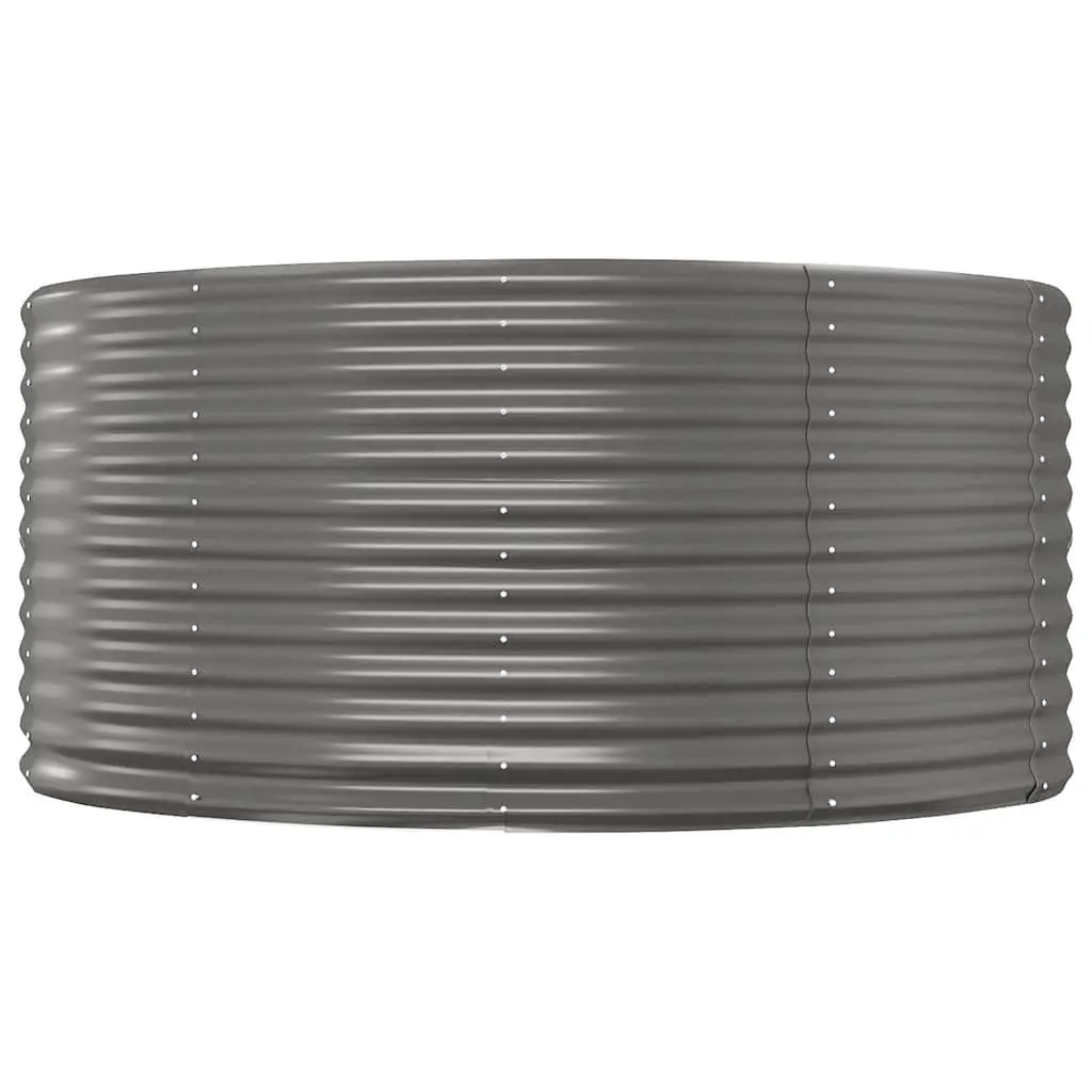 Raised Garden Bed Galvanised Steel 140x140x68 cm Grey Outdoor Planter Box
