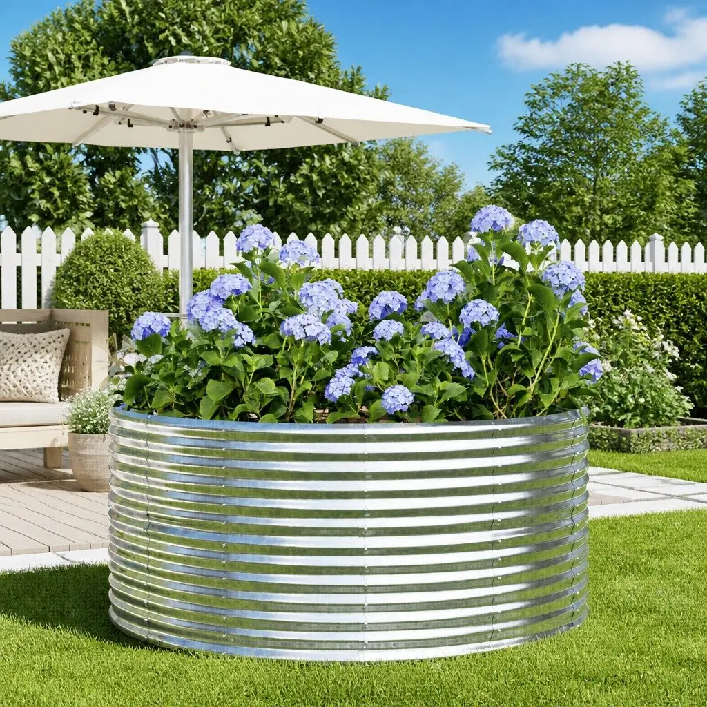 Raised Garden Bed Galvanised Steel 140 x 140 x 68 cm Silver
