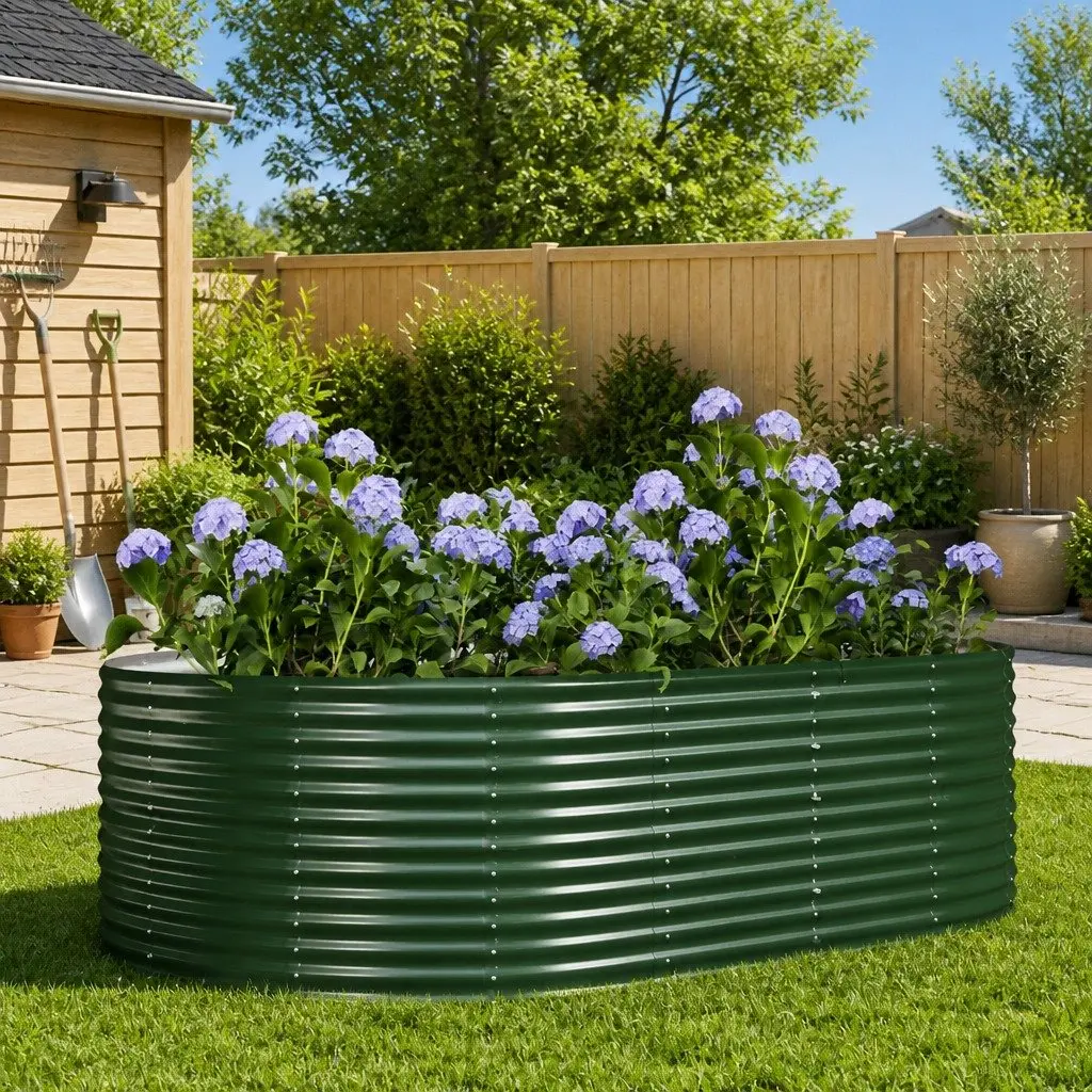 Raised Garden Bed Galvanised Steel 212x140x68cm Green Planter Box Outdoor