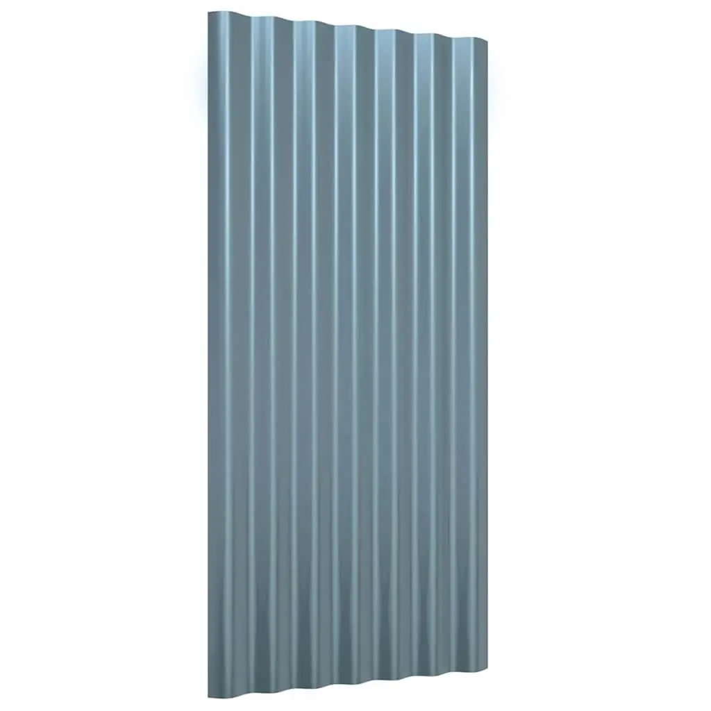 Metal Roof Panels Galvanised Steel 80 x 36 cm Grey Corrugated Ribbed Sheets