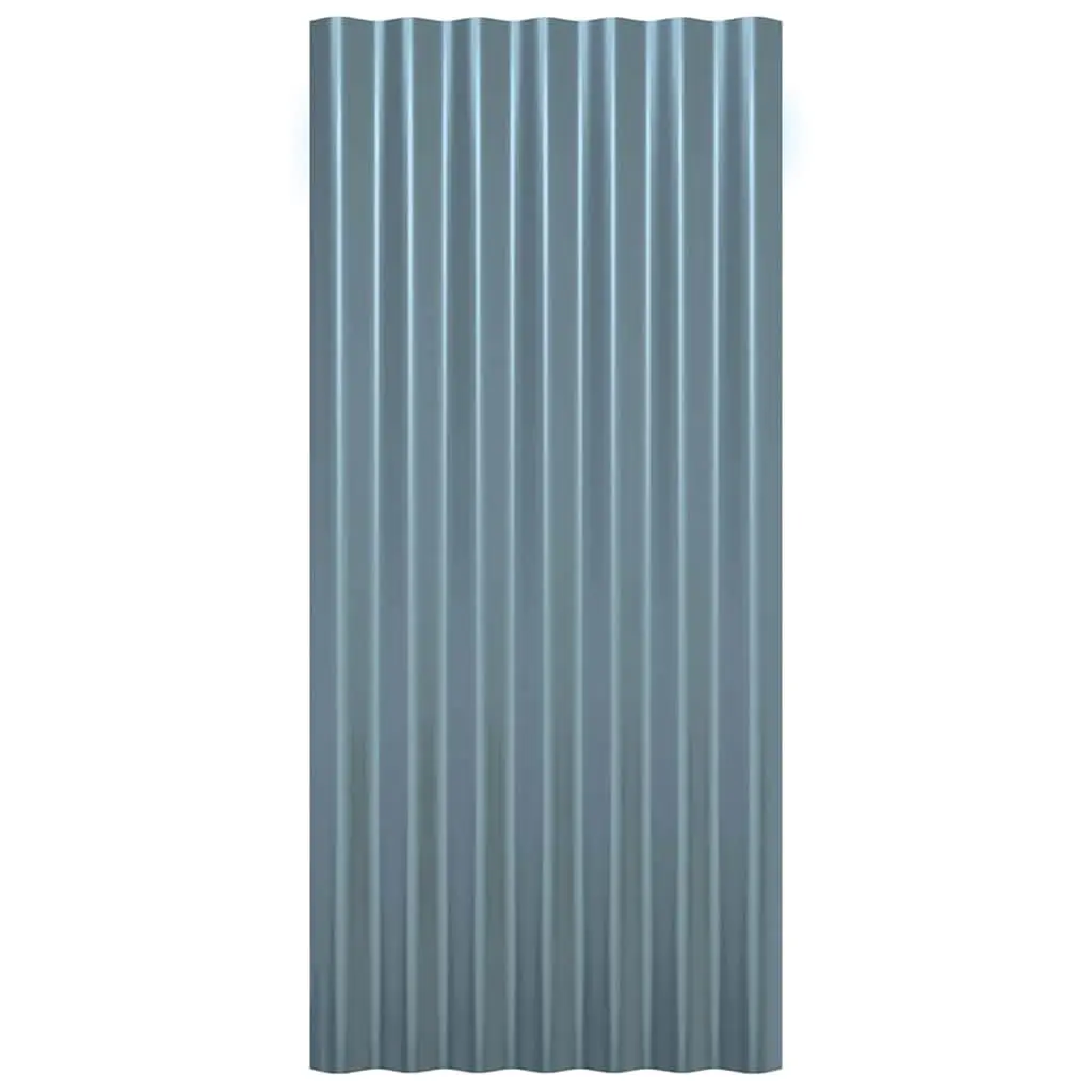 Metal Roof Panels Galvanised Steel 80 x 36 cm Grey Corrugated Ribbed Sheets