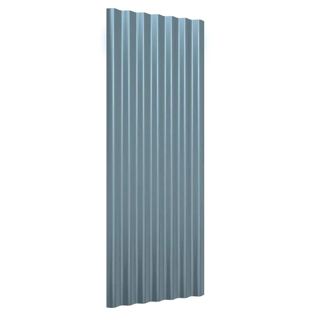 Metal Roof Panels Galvanised Steel 100x36cm Grey 12 Piece Corrugated Ribbed Sheets