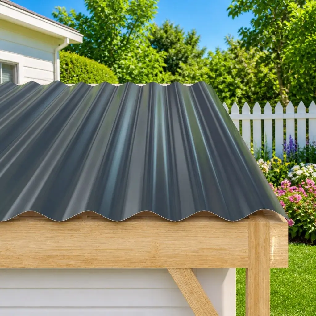 Corrugated Roof Panels 100x36cm Galvanised Steel Anthracite 12 Piece for Sheds Garages Stables Mobile Homes