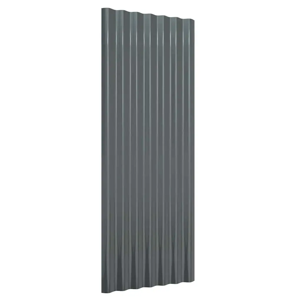 Corrugated Roof Panels 100x36cm Galvanised Steel Anthracite 12 Piece for Sheds Garages Stables Mobile Homes