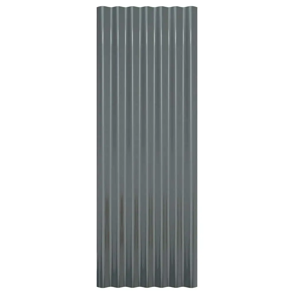 Corrugated Roof Panels 100x36cm Galvanised Steel Anthracite 12 Piece for Sheds Garages Stables Mobile Homes