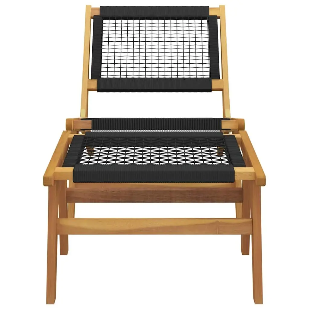 Garden Chair with Footrest Solid Teak Wood Outdoor Patio Seating Foldable Design