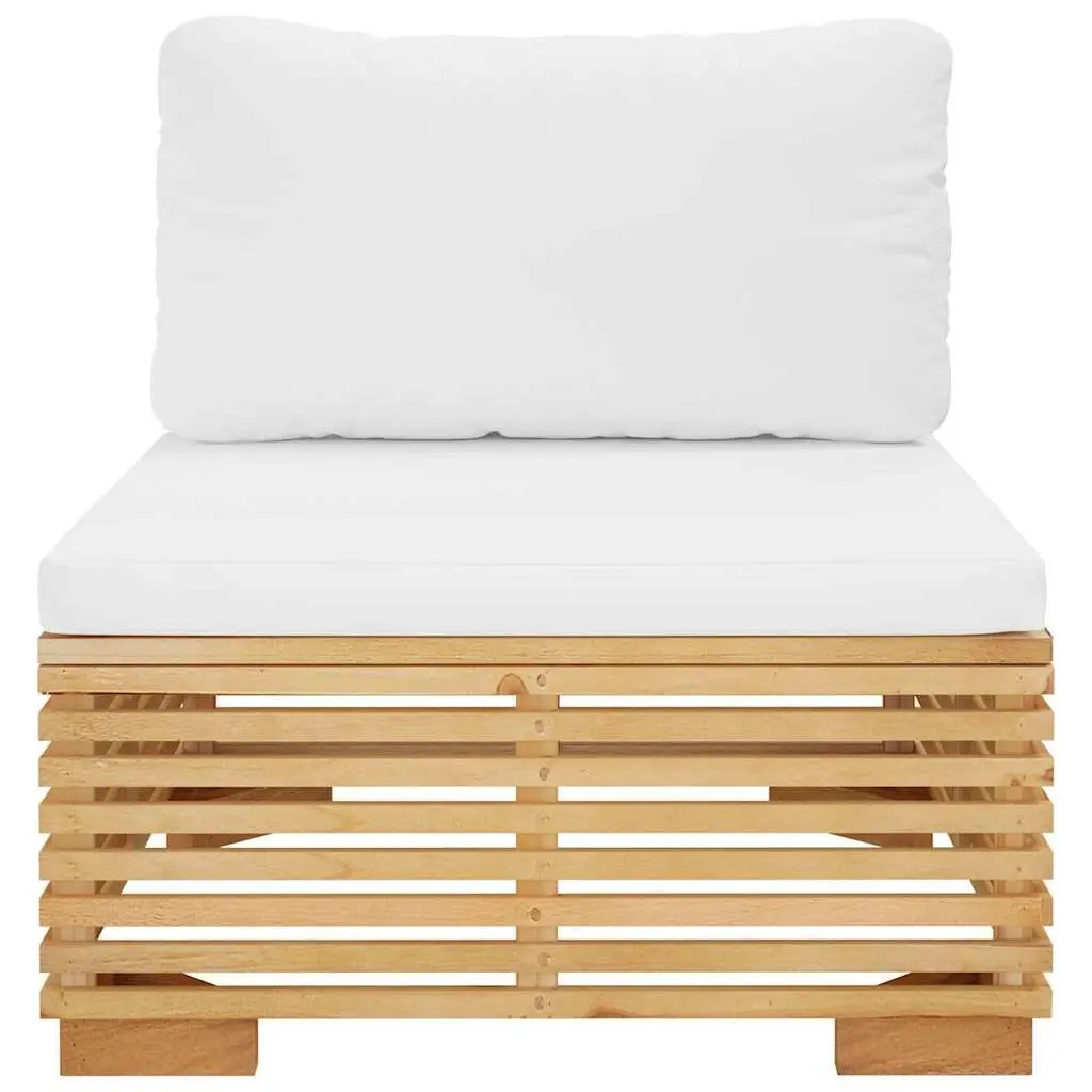 Middle Sofa Unit Solid Teak Wood Cream Cushions Outdoor Patio Garden Furniture