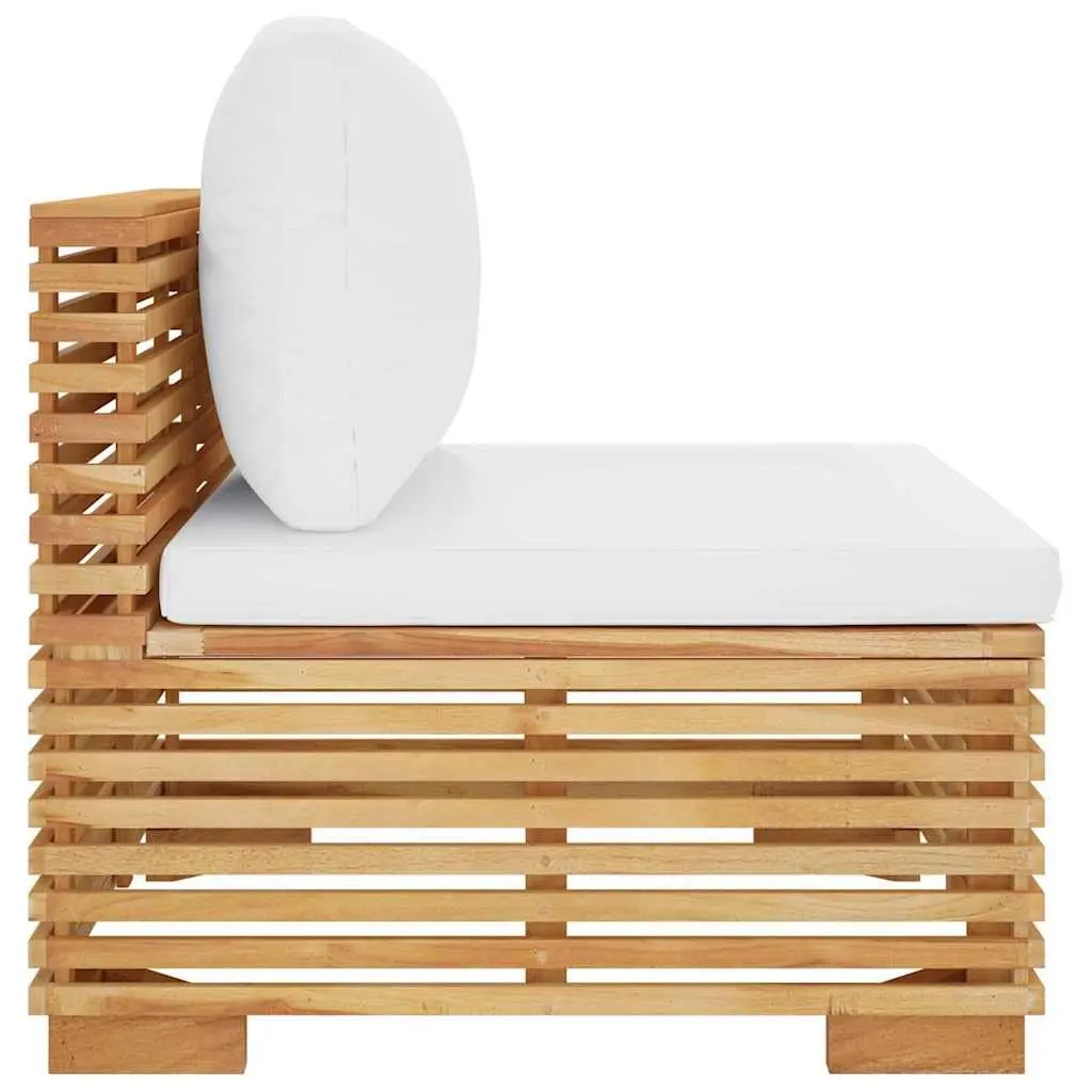 Middle Sofa Unit Solid Teak Wood Cream Cushions Outdoor Patio Garden Furniture