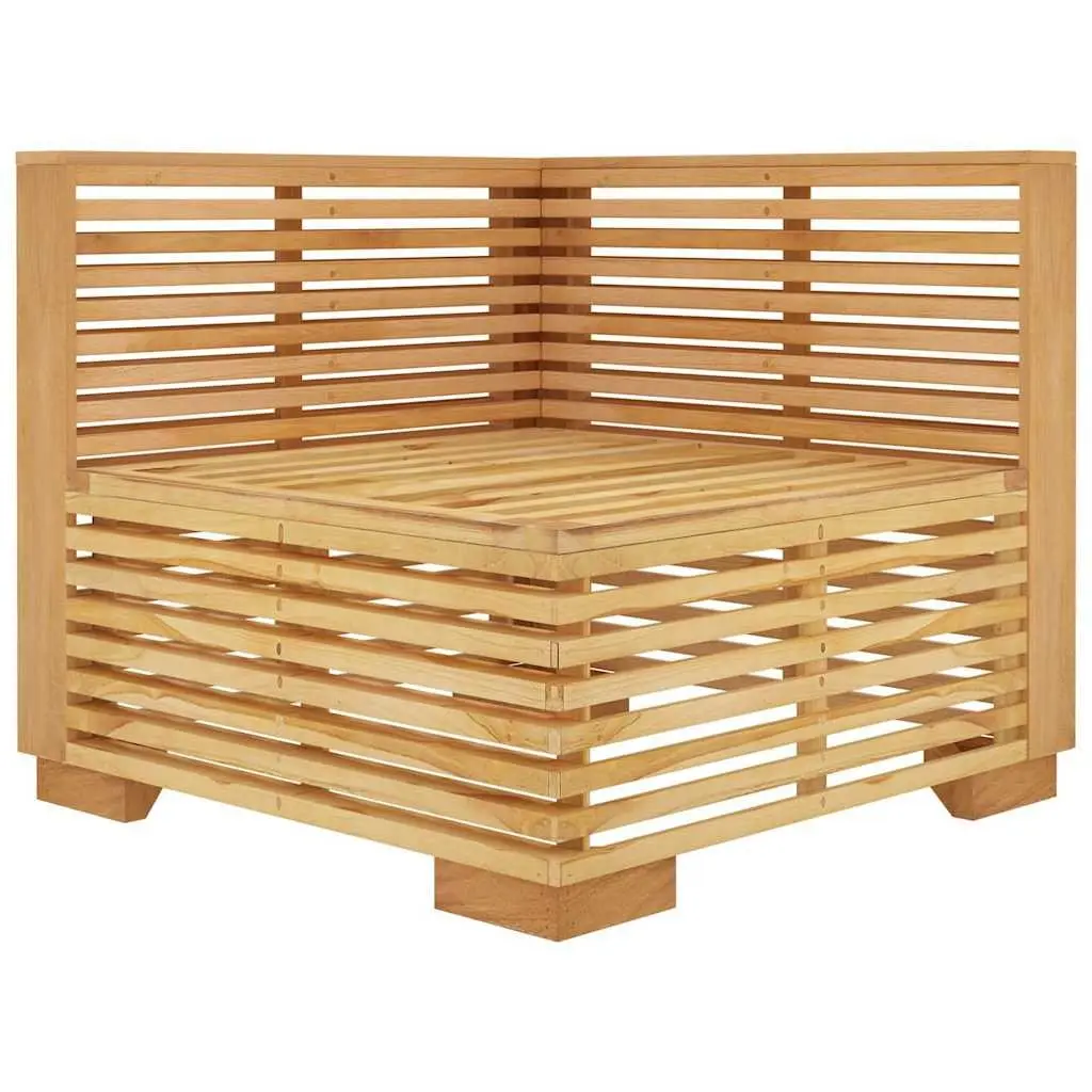 Outdoor Corner Sofa Teak Wood Grey Cushions