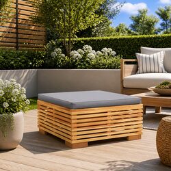 Practical Footrest Ottoman for Your Outdoor Area in Teak Wood