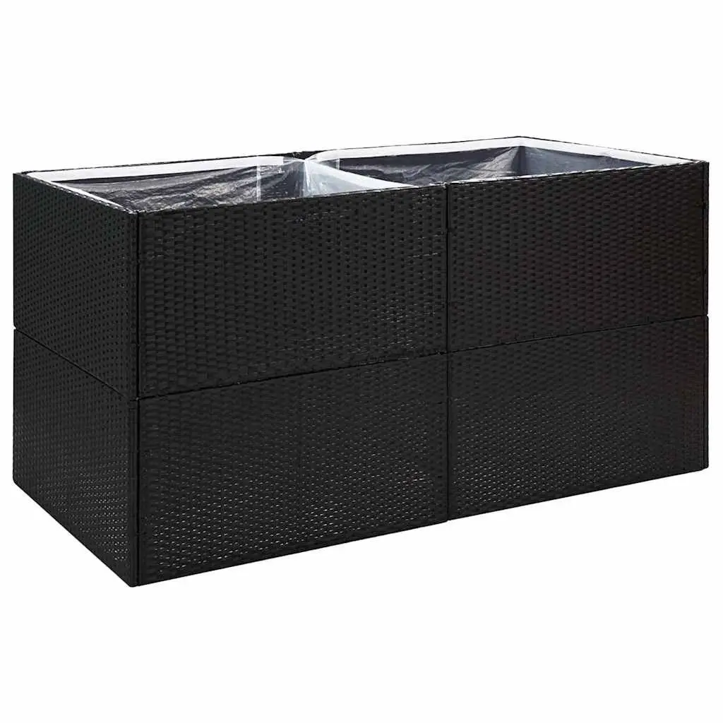 Garden Planter Box Poly Rattan 157x80x80cm Black Outdoor Flower Bed