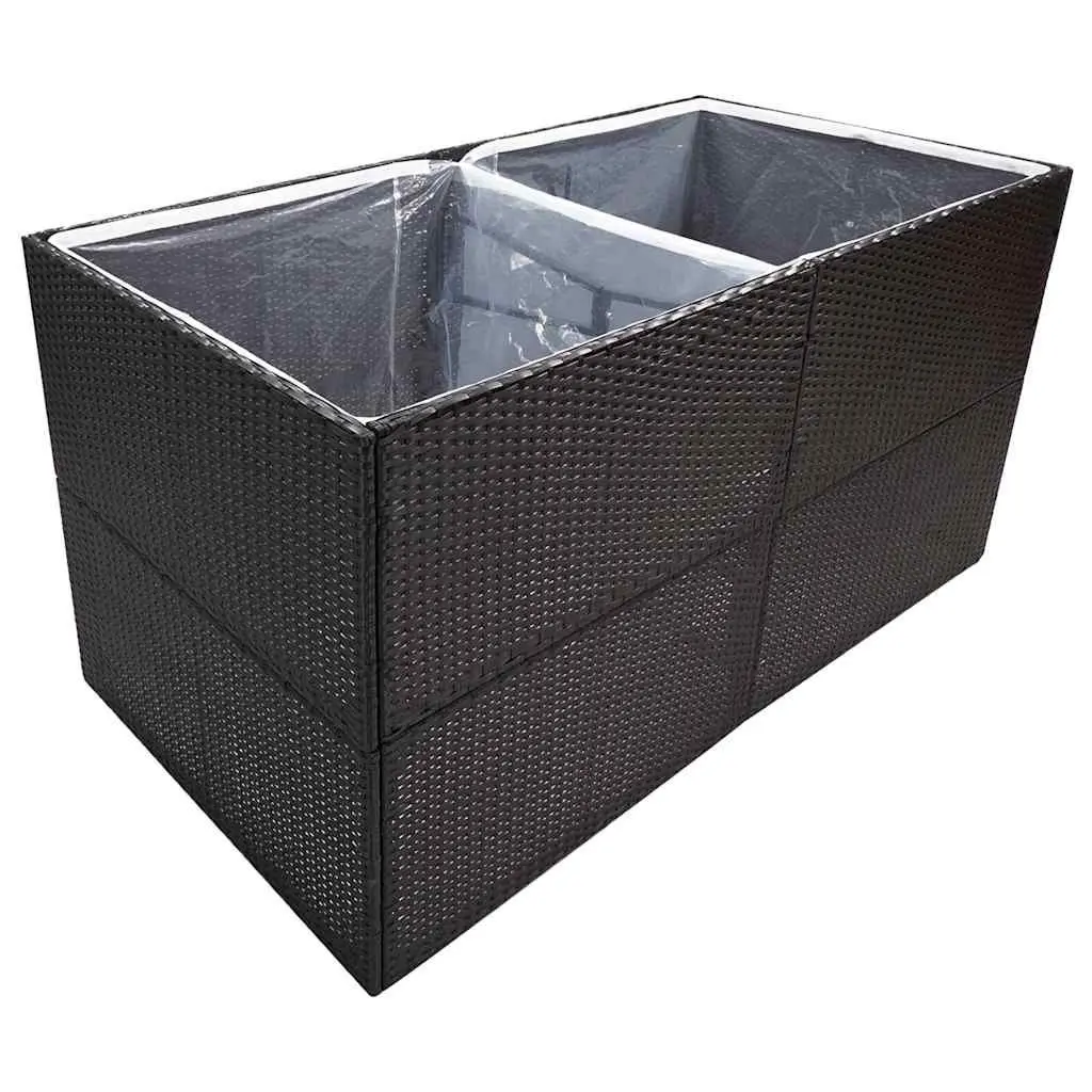 Garden Planter Box Poly Rattan 157x80x80cm Black Outdoor Flower Bed