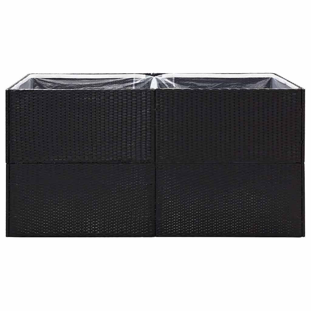 Garden Planter Box Poly Rattan 157x80x80cm Black Outdoor Flower Bed