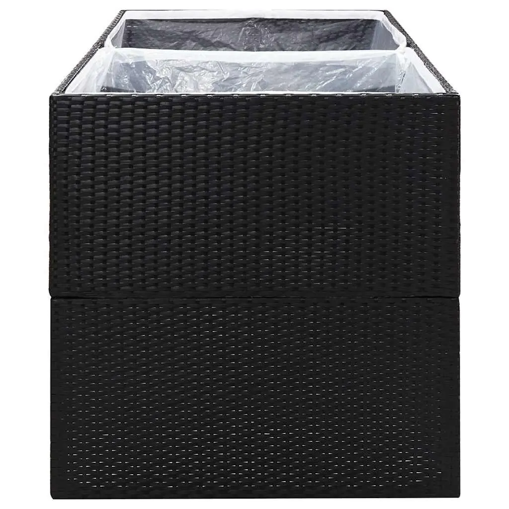 Garden Planter Box Poly Rattan 157x80x80cm Black Outdoor Flower Bed