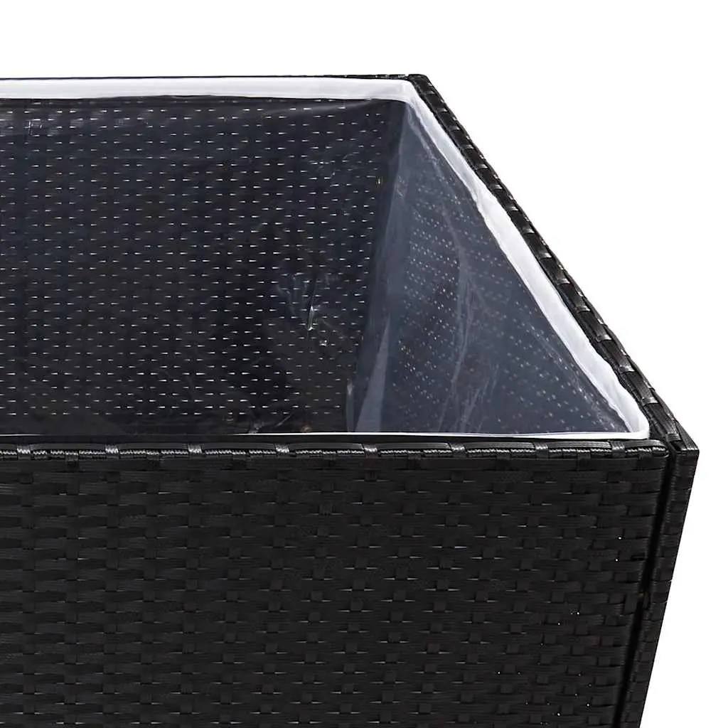 Garden Planter Box Poly Rattan 157x80x80cm Black Outdoor Flower Bed