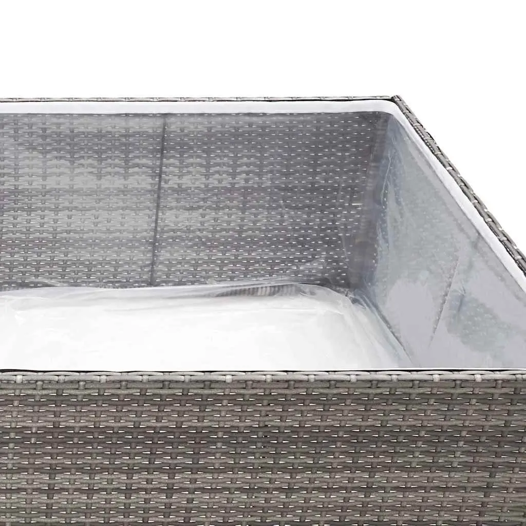 Garden Planter Poly Rattan Outdoor Flower Bed Grey 80x80x40cm Steel Frame